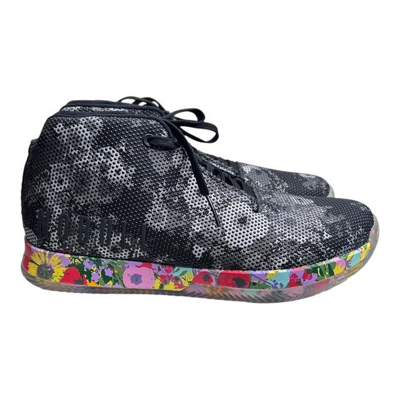 NOBULL Other - NOBULL Mid Top Trainer Shoes Mens Size 10.5 Black Floral SuperFabric Sneakers